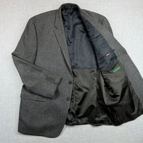 Lauren Ralph Lauren Wool Cashmere Herringbone Blazer Men 46R Gray Classic Office